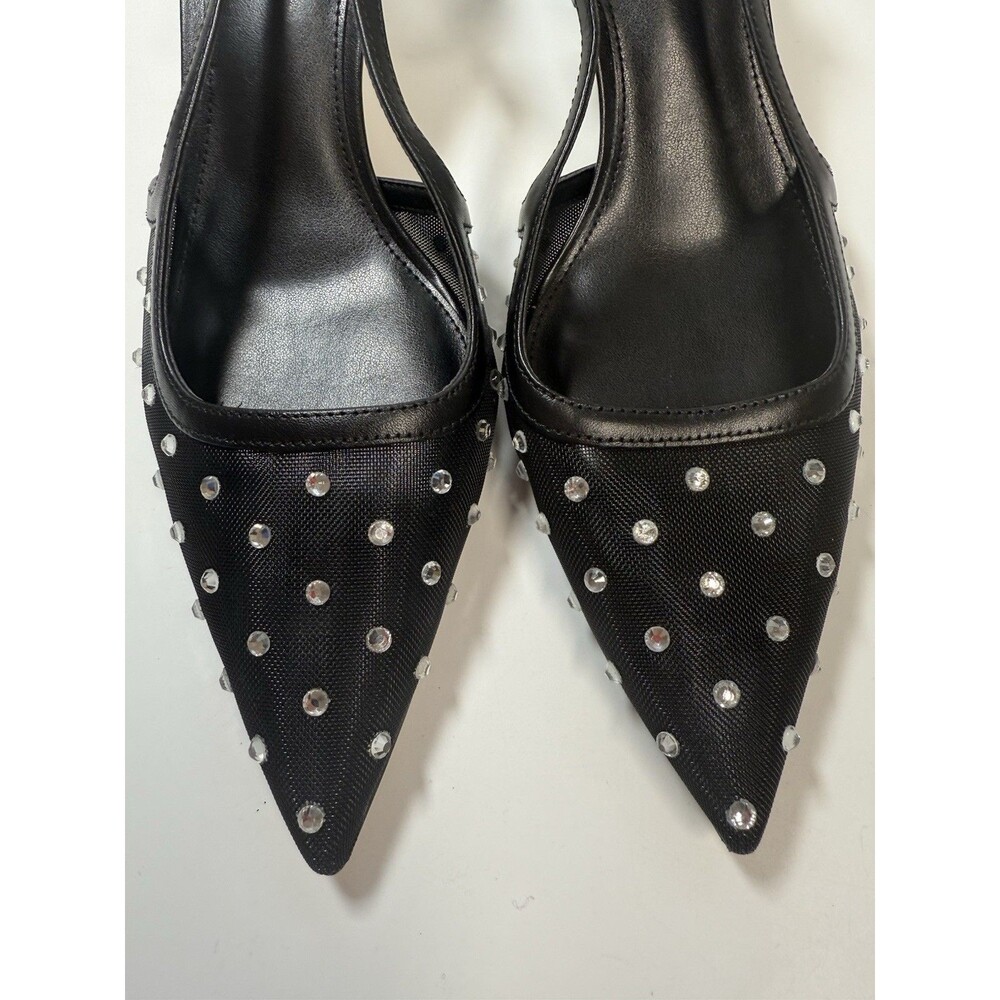 Michael Kors Alora Crystal Embellished Mesh Slingback Pump In Black Sz 8 New - Picture 3 of 8